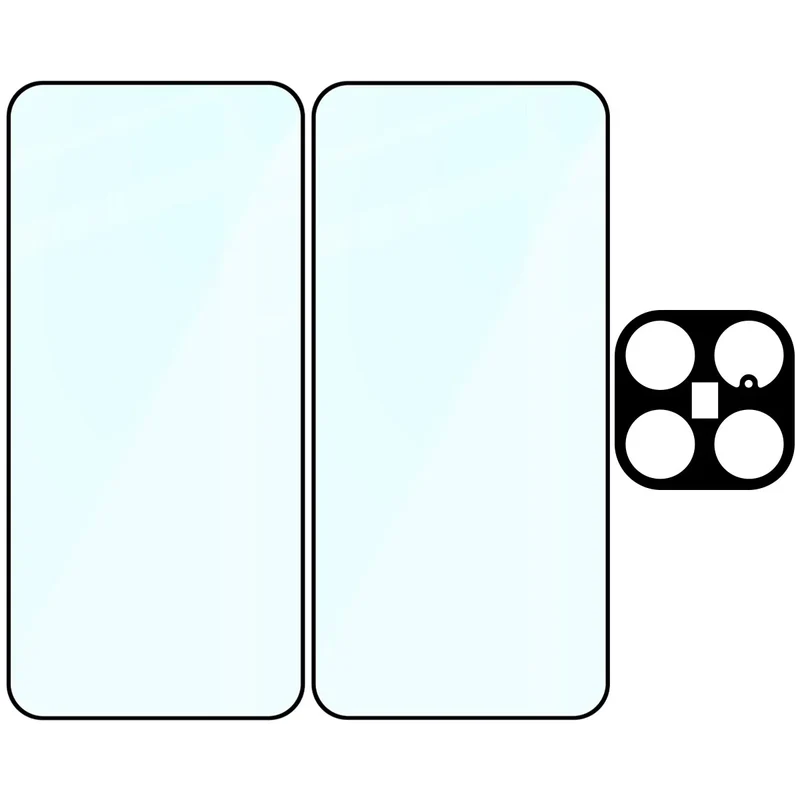 Gehärtetes Glas - 2 Stück + Kameraschutz für Xiaomi 17T Pro, Bizon Glass Edge Pack, Schwarz