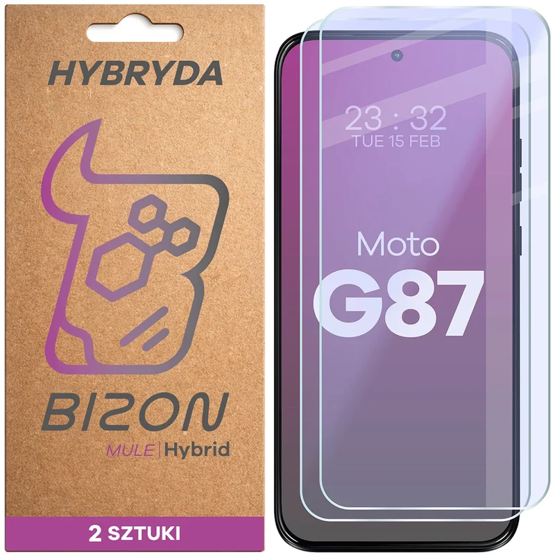 Flexibles Hybridglas für Motorola Moto G87 5G, Bizon Hybrid Mule Duo, 2 Stück