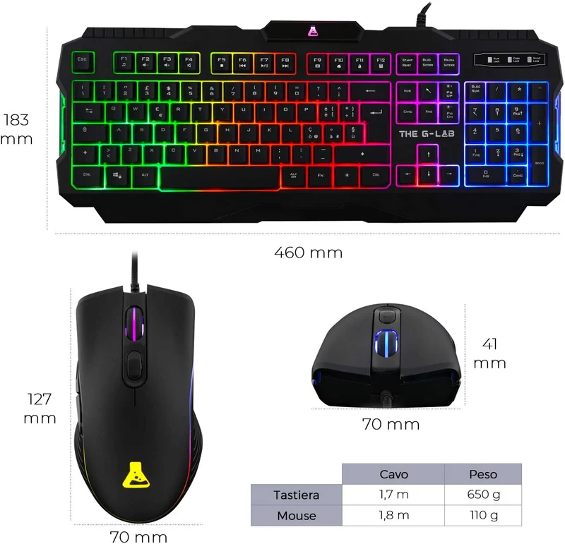 Kit da gaming completo | Tastiera RGB Italiana retroilluminata | Mouse da gaming 6 pulsanti leggero e preciso | Tappetino | Cuffie gaming con microfono perfetto per streaming PC PS4 XBOX