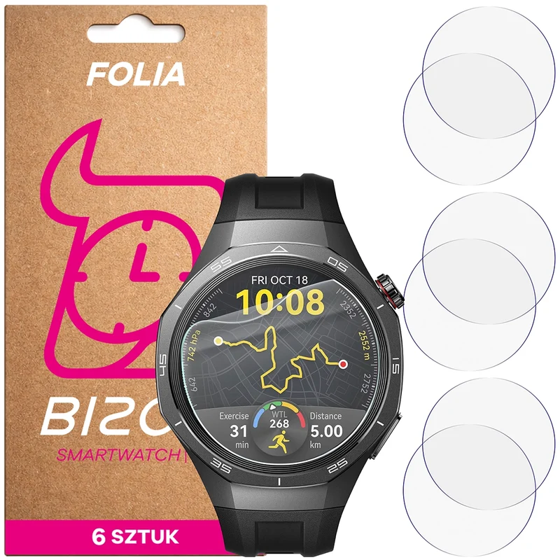 Schutzfolie für den Bildschirm für Huawei Watch GT 5 Pro 46 mm, Bizon Watch HydroFlex, 6 Stück
