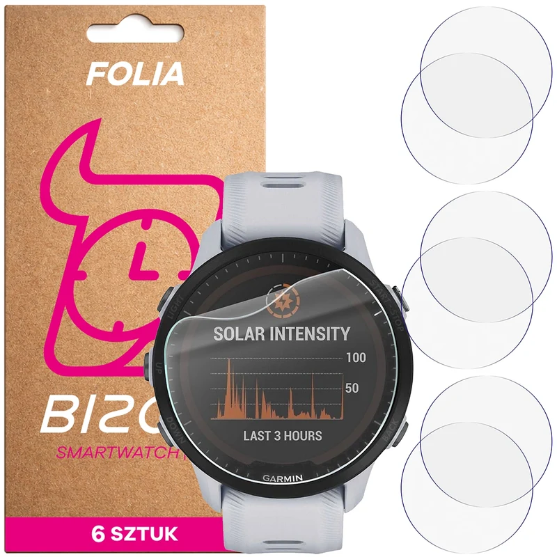 Schutzfolie für den Bildschirm für Garmin Forerunner 955, Bizon Watch HydroFlex, 6 Stück