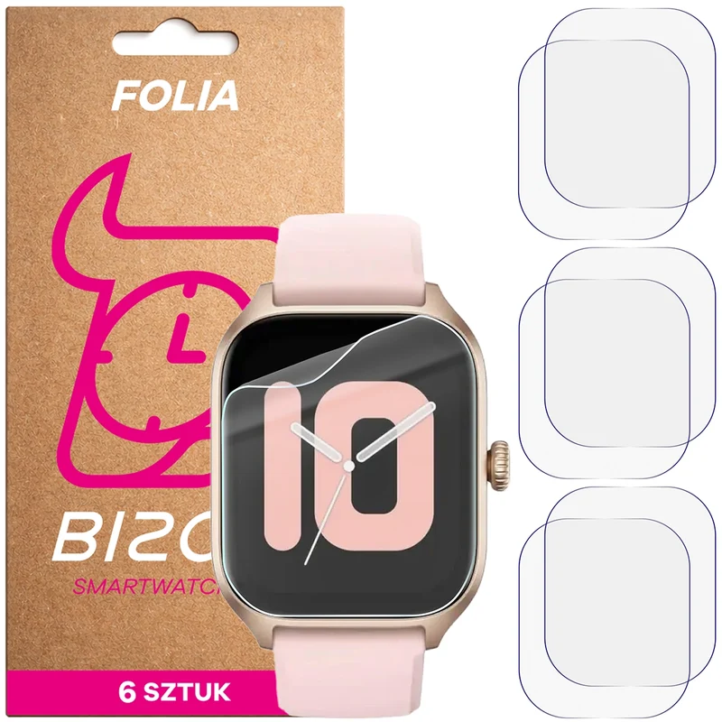 Schutzfolie für den Bildschirm für Amazfit GTS 4, Bizon Watch HydroFlex, 6 Stück