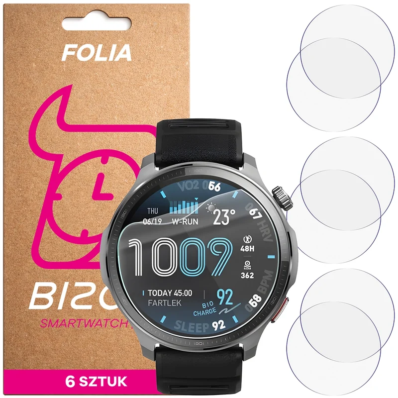 Schutzfolie für den Bildschirm für Amazfit Balance 2, Bizon Watch HydroFlex, 6 Stück
