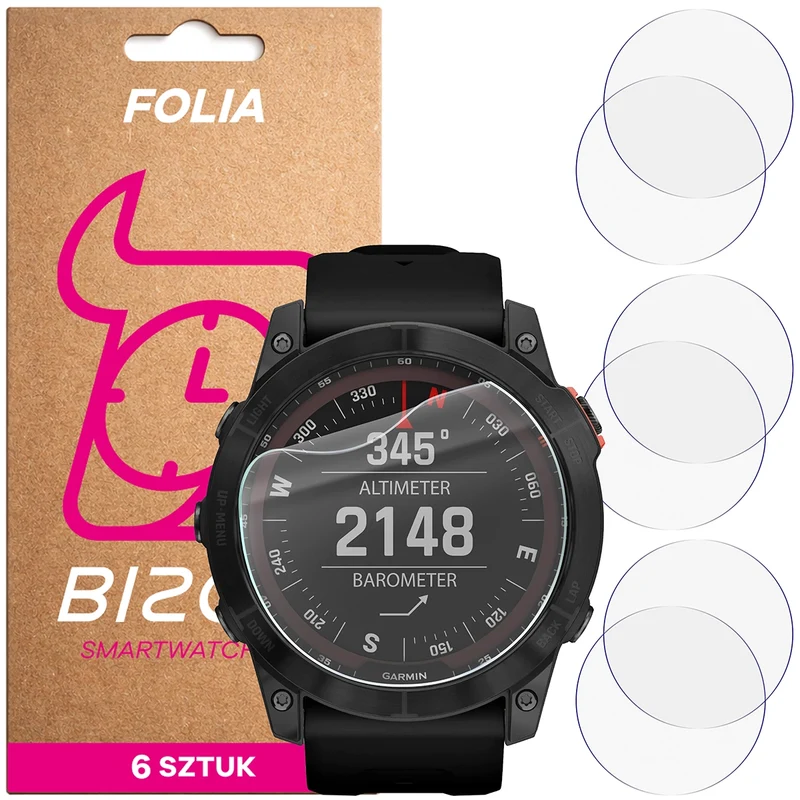 Schutzfolie für den Bildschirm für Garmin Fenix 7X, Bizon Watch HydroFlex, 6 Stück