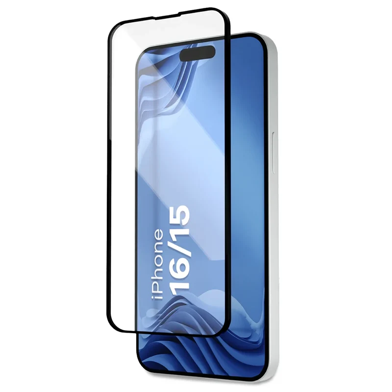 Gehärtetes Glas mit Applikationsrahme für iPhone 15 / 16, Bizon Glass Aplikator Edge, 1 Set