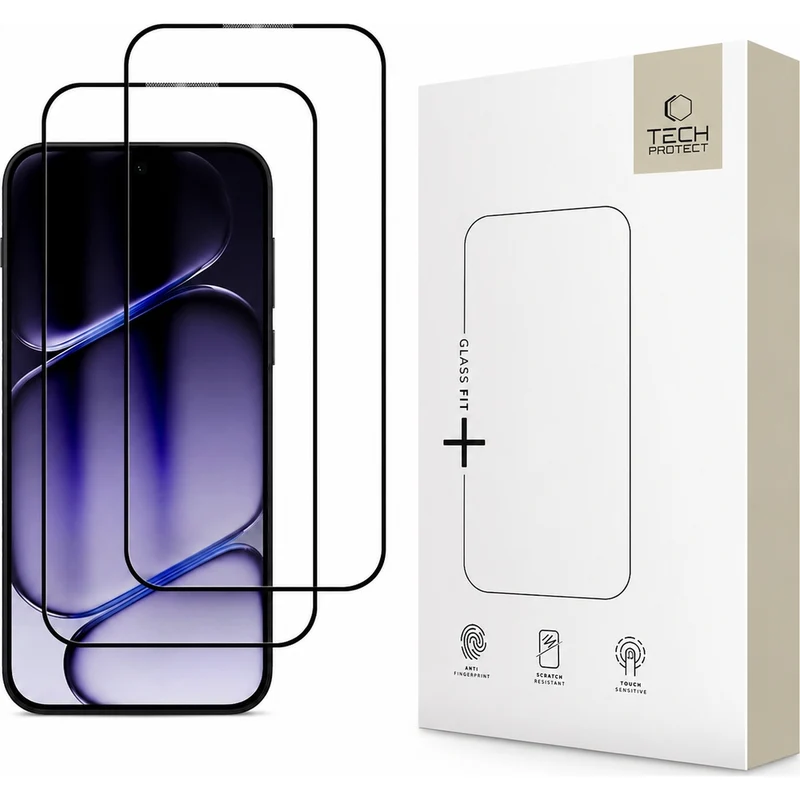 Gehärtetes Glas für OnePlus Nord 6, Tech-Protect Glass Fit Plus, 2 Stück, Schwarzer Rahmen