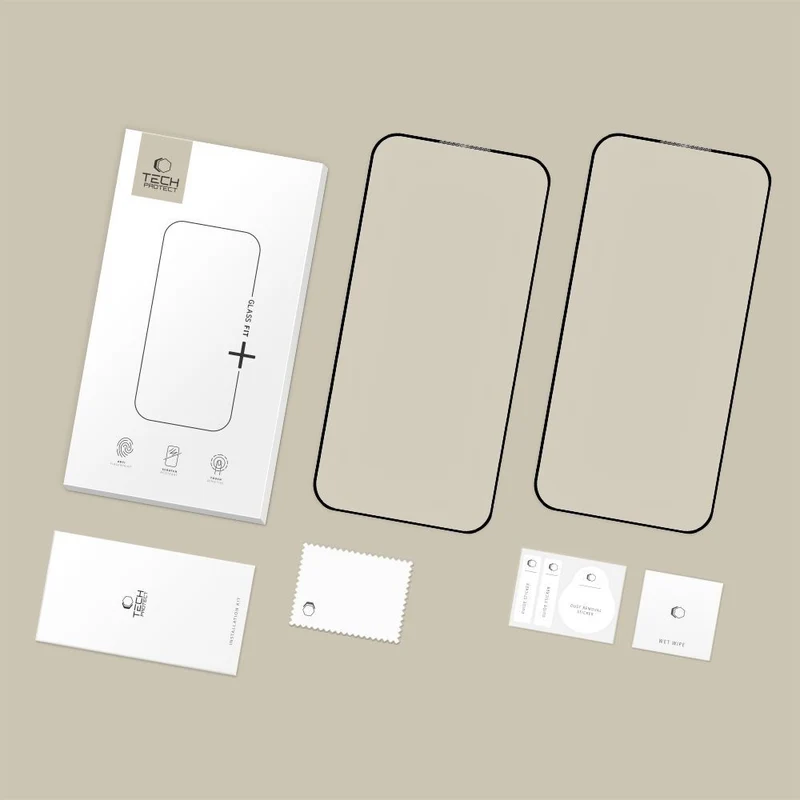 Gehärtetes Glas für OnePlus Nord 6, Tech-Protect Glass Fit Plus, 2 Stück, Schwarzer Rahmen