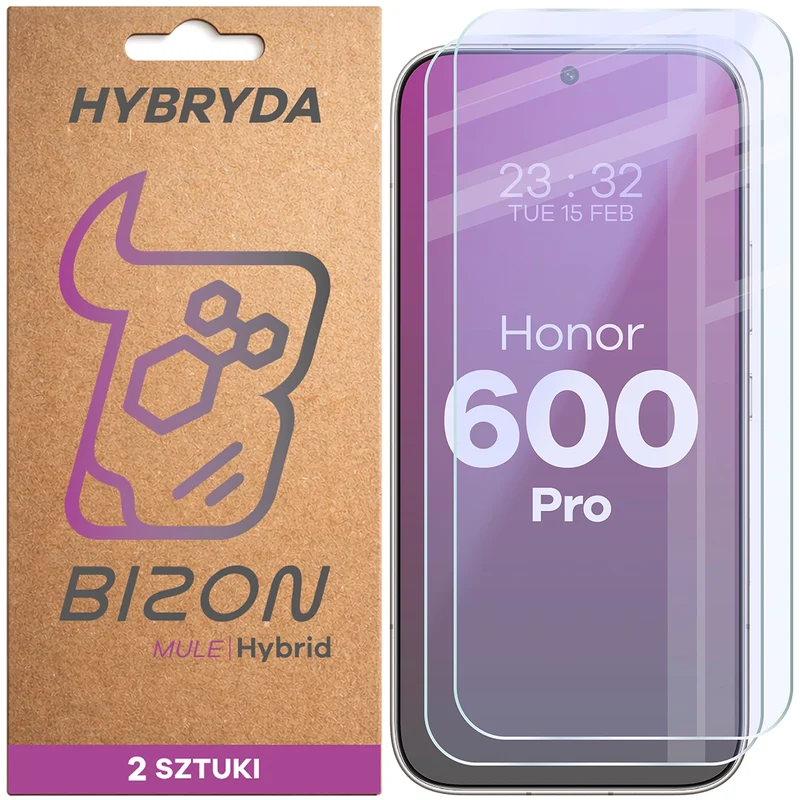 Flexibles Hybridglas für Honor 600 Pro 5G, Bizon Hybrid Mule Duo, 2 Stück