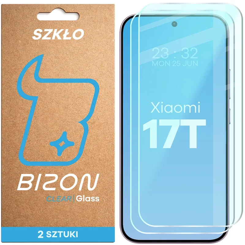 Gehärtetes Glas für Xiaomi 17T, Bizon Glass Clear Duo, 2 Stück