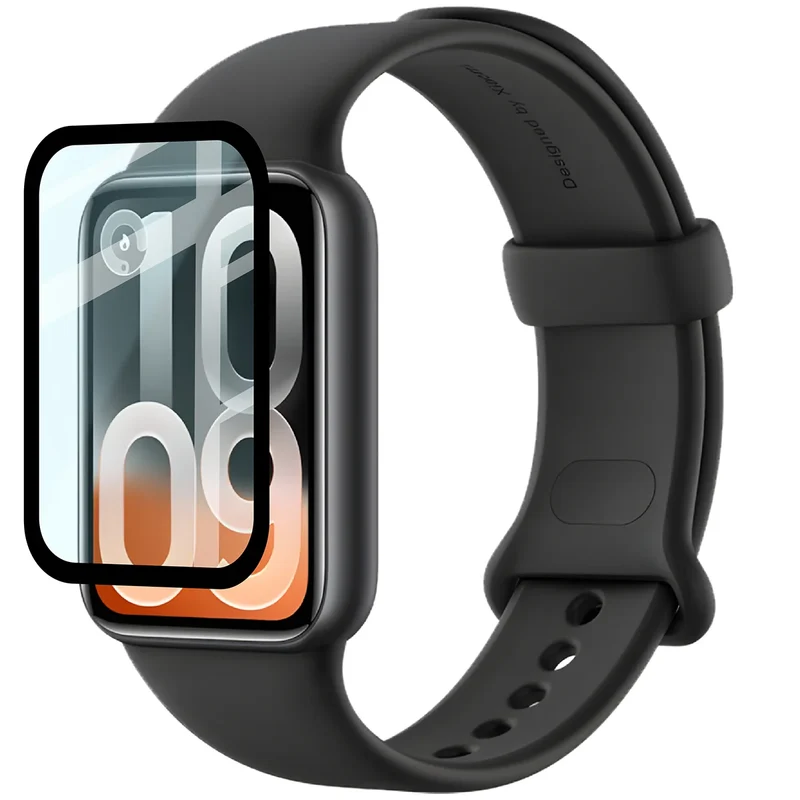 Hybrides Glas für Xiaomi Smart Band 10 Pro, Bizon Watch Glass Edge Hybrid, Schwarz