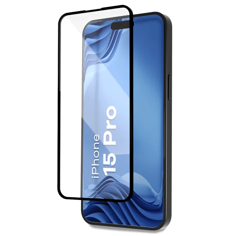 Gehärtetes Glas mit Applikationsrahme für iPhone 15 Pro, Bizon Glass Aplikator Edge, 2 Sets