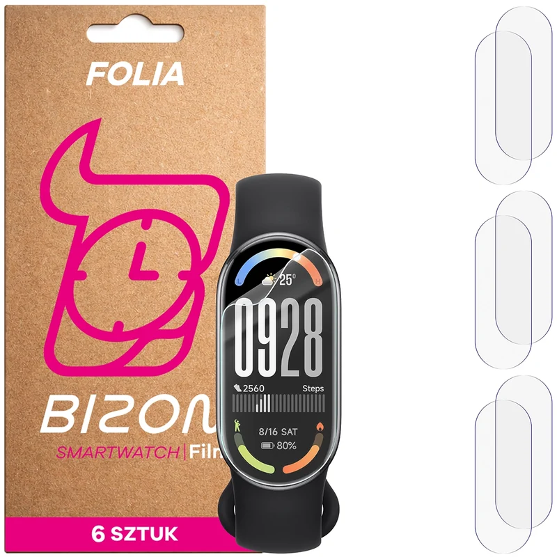 Schutzfolie für den Bildschirm für Xiaomi Smart Band 10, Bizon Watch HydroFlex, 6 Stück