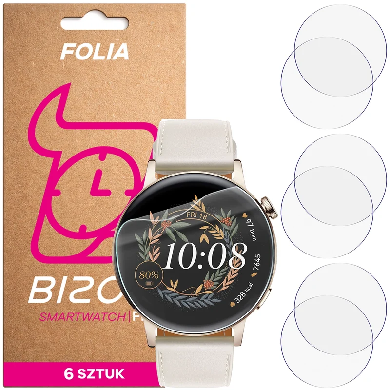 Schutzfolie für den Bildschirm für Huawei Watch GT 3 42 mm, Bizon Watch HydroFlex, 6 Stück