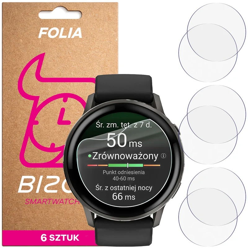 Schutzfolie für den Bildschirm für Garmin Venu 4 45 mm, Bizon Watch HydroFlex, 6 Stück