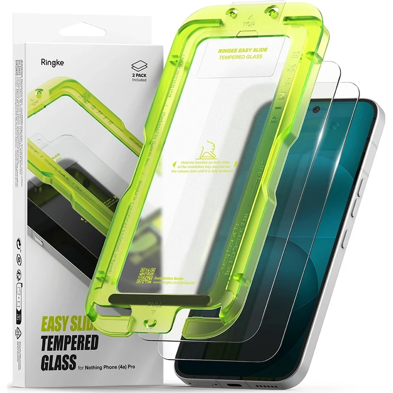 Gehärtetes Bildschirmglas mit Applikator für Nothing Phone 4A Pro, Ringke Easy Slide, Transparent, 2 Stück