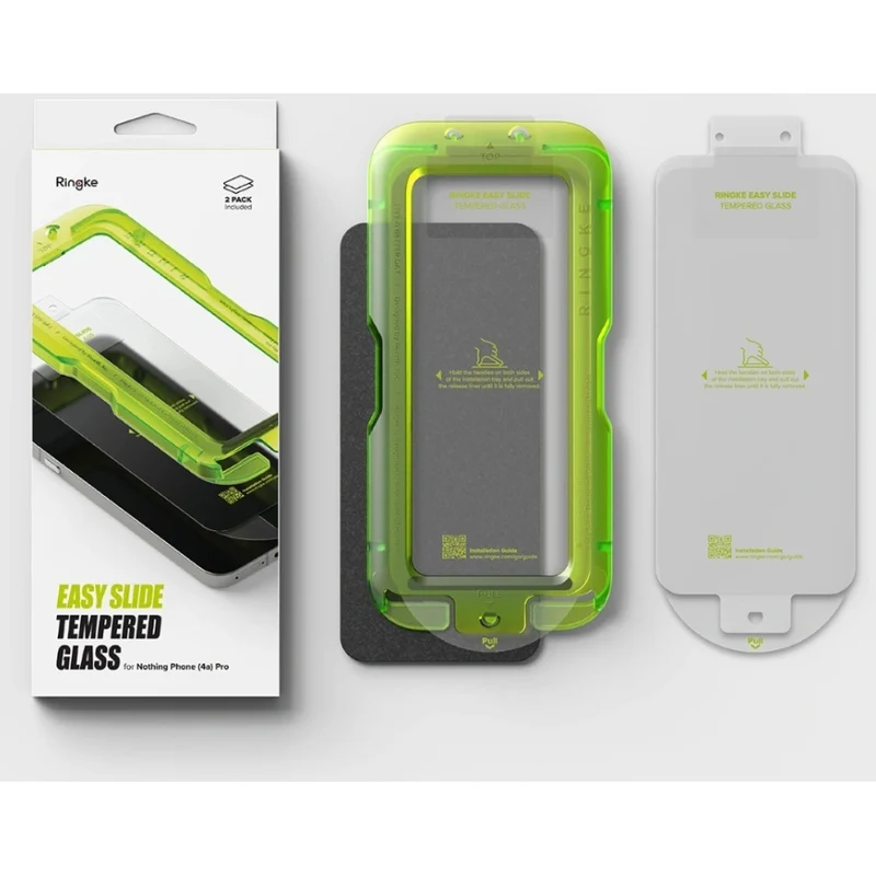 Gehärtetes Bildschirmglas mit Applikator für Nothing Phone 4A Pro, Ringke Easy Slide, Transparent, 2 Stück