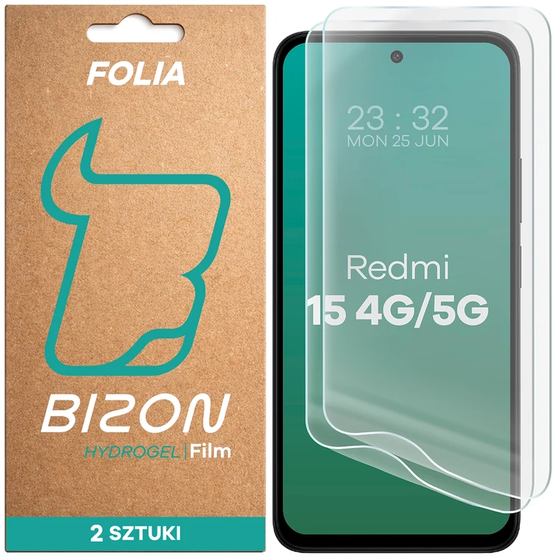 Hydrogel Folie für den Bildschirm für Xiaomi Redmi 15 4G / 5G, Bizon Film Hydrogel Front Duo, 2 Stück