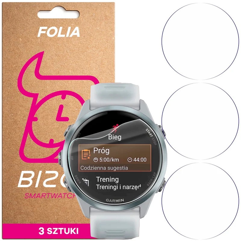 Schutzfolie für den Bildschirm für Garmin Forerunner 570 42 mm, Bizon Watch HydroFlex, 3 Stück
