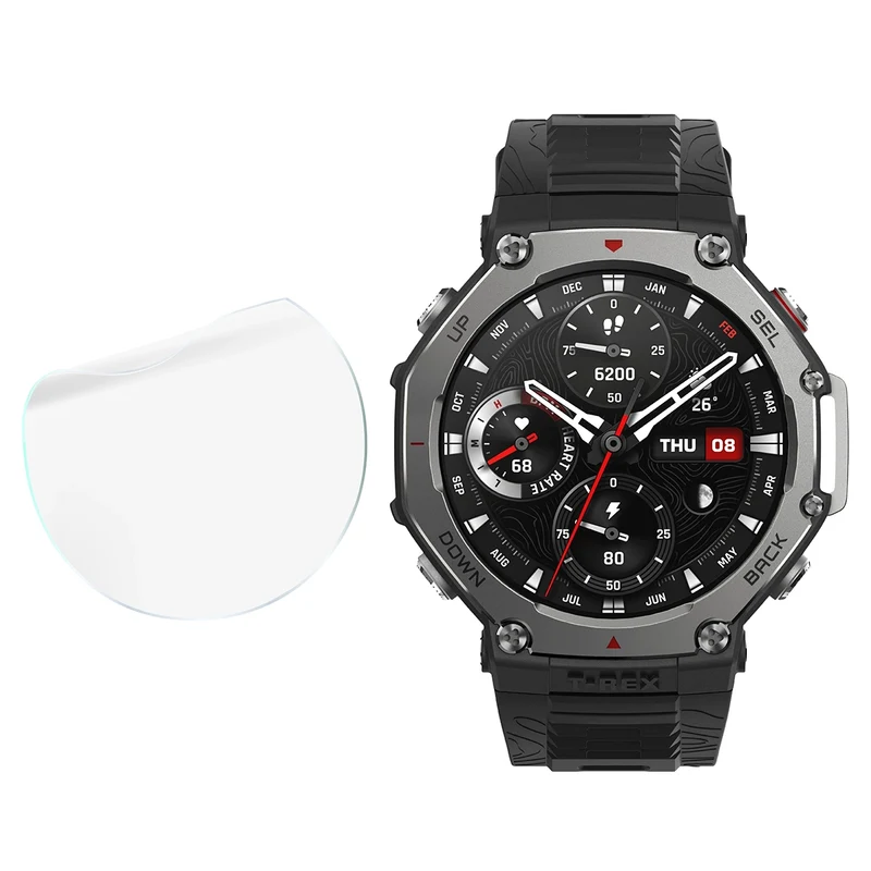 Schutzfolie für den Bildschirm für Amazfit T-Rex 3, Bizon Watch HydroFlex, 3 Stück