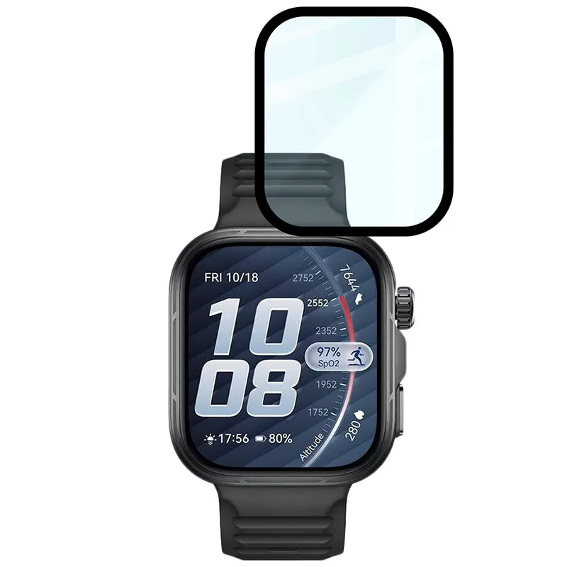 Hybrides Glas für Huawei Watch Fit 5 Pro, Bizon Watch Glass Edge Hybrid, Schwarz