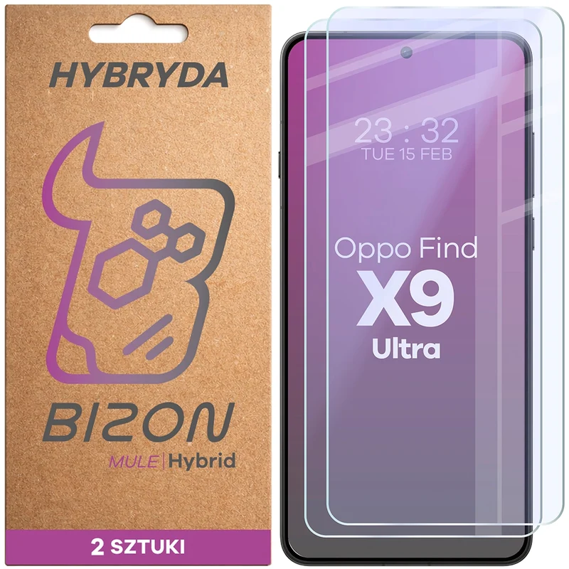 Flexibles Hybridglas für Oppo Find X9 Ultra, Bizon Hybrid Mule Duo, 2 Stück