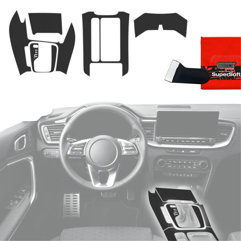 5in1 Schutzfolien Grizz Protector für Mittelkonsole - Kia XCeed (2018-2025) Schwarz Matt Antifingerprint