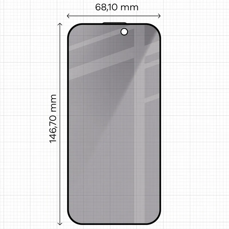 Gehärtetes Glas mit Privatschutzfilter und Applikationsrahmen für iPhone 16 Pro, Bizon Glass Aplikator Shadow, 2 Sets