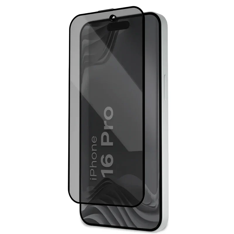 Gehärtetes Glas mit Privatschutzfilter und Applikationsrahmen für iPhone 16 Pro, Bizon Glass Aplikator Shadow, 2 Sets