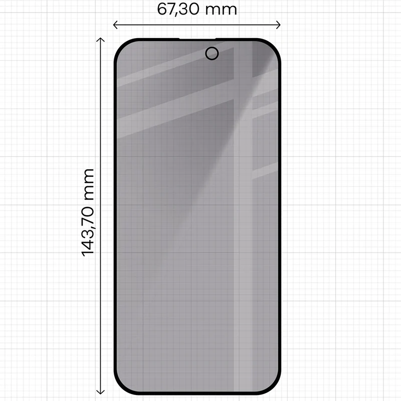 Gehärtetes Glas mit Privatschutzfilter und Applikationsrahmen für iPhone 15 Pro, Bizon Glass Aplikator Shadow, 2 Sets