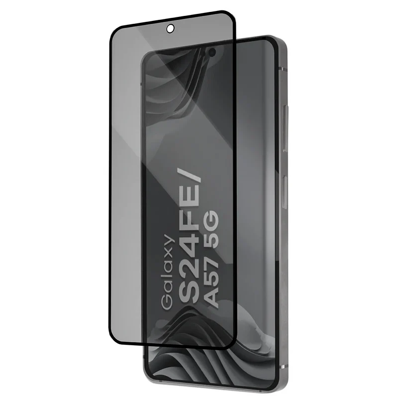 Gehärtetes Glas mit Privatschutzfilter und Applikationsrahmen für Galaxy S24 FE / A57 5G, Bizon Glass Aplikator Shadow, 1 Set