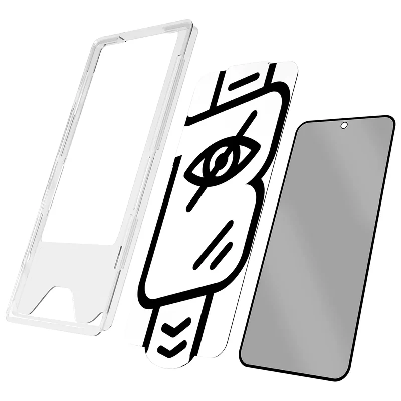 Gehärtetes Glas mit Privatschutzfilter und Applikationsrahmen für Galaxy A56 5G / A37 5G, Bizon Glass Aplikator Shadow, 1 Set