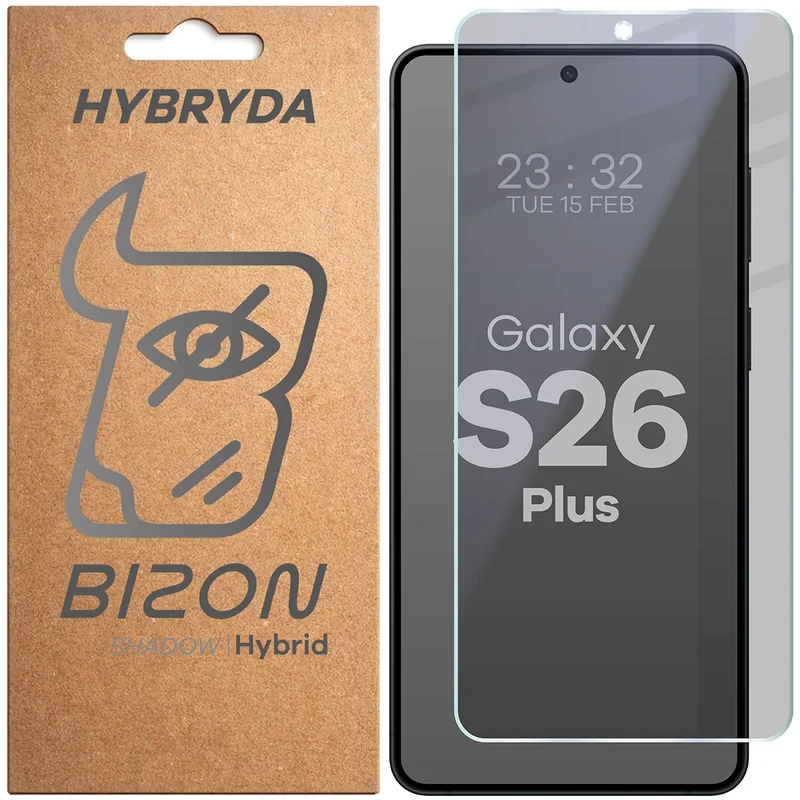 Hybridglas mit Privatschutzfilter für Galaxy S26 Plus, Bizon Hybrid Shadow, Matt