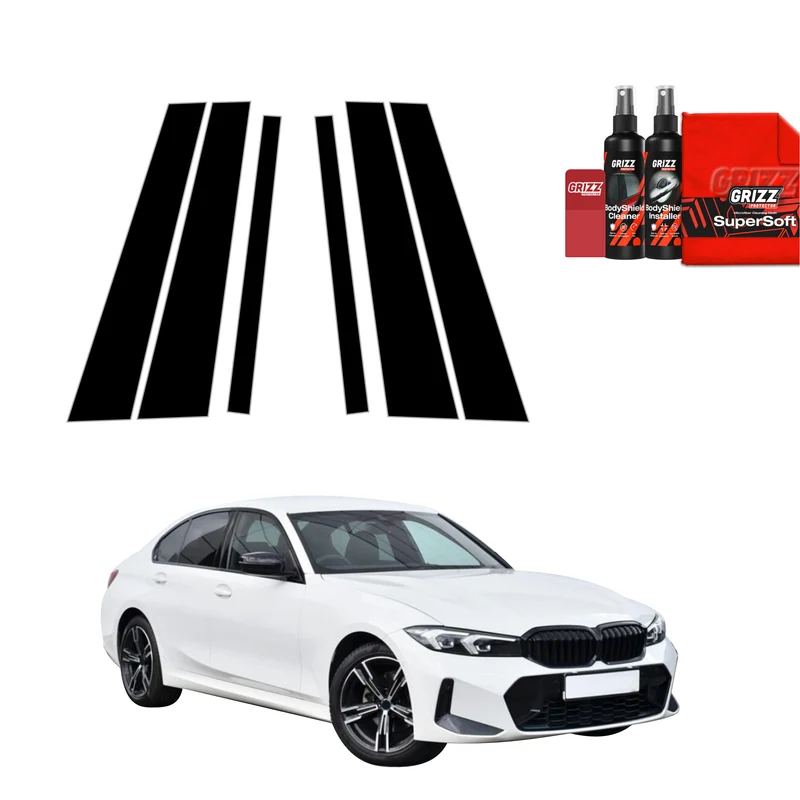 6in1 Schwarze Schutzfolie Grizz Protector für B-C-Säule - BMW 3 G20 Sedan (2022-2026)
