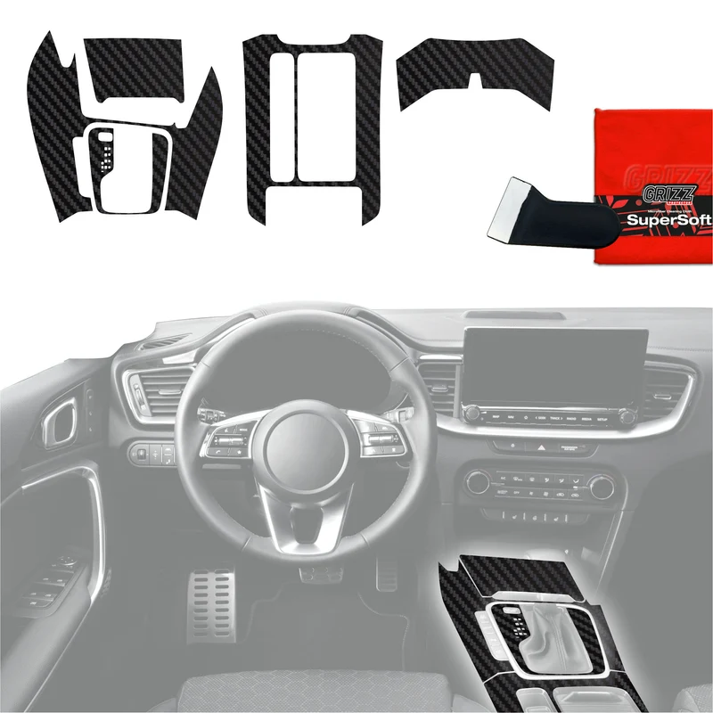 5in1 Schutzfolien Grizz Protector für Mittelkonsole - Kia XCeed (2018-2025) Carbon Optik Matt Antifingerprint