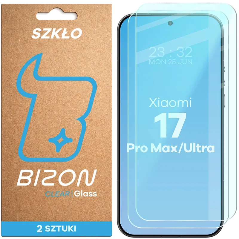 Gehärtetes Glas für Xiaomi 17 Ultra / 17 Pro Max, Bizon Glass Clear Duo, 2 Stück