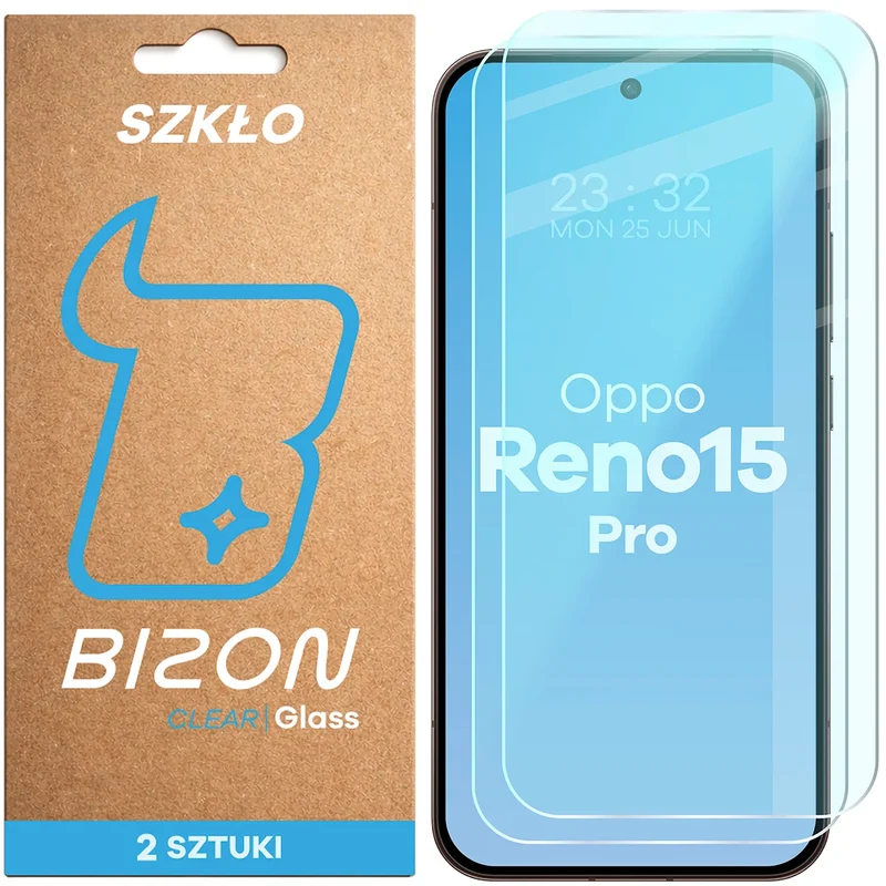 Gehärtetes Glas für Oppo Reno 15 Pro, Bizon Glass Clear Duo, 2 Stück