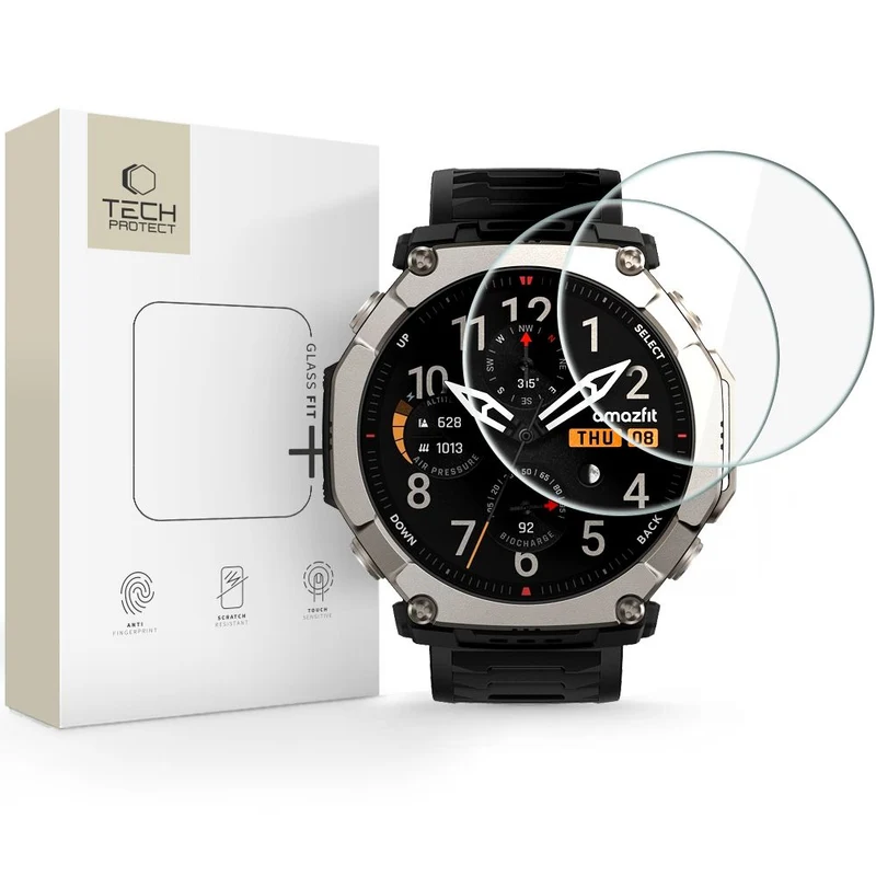 Gehärtetes Glas für Amazfit T-REX Ultra 2, Tech-Protect Glass Fit Plus, 2 Stück