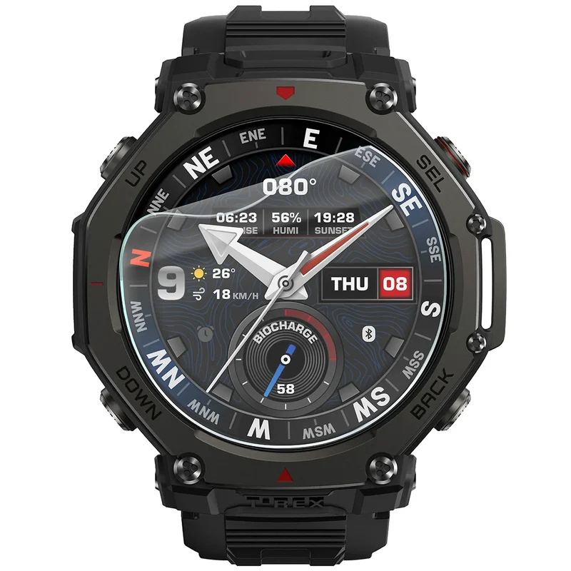 Schutzfolie für den Bildschirm für Amazfit T-Rex 3 Pro 48 mm, Bizon Watch HydroFlex, 3 Stück