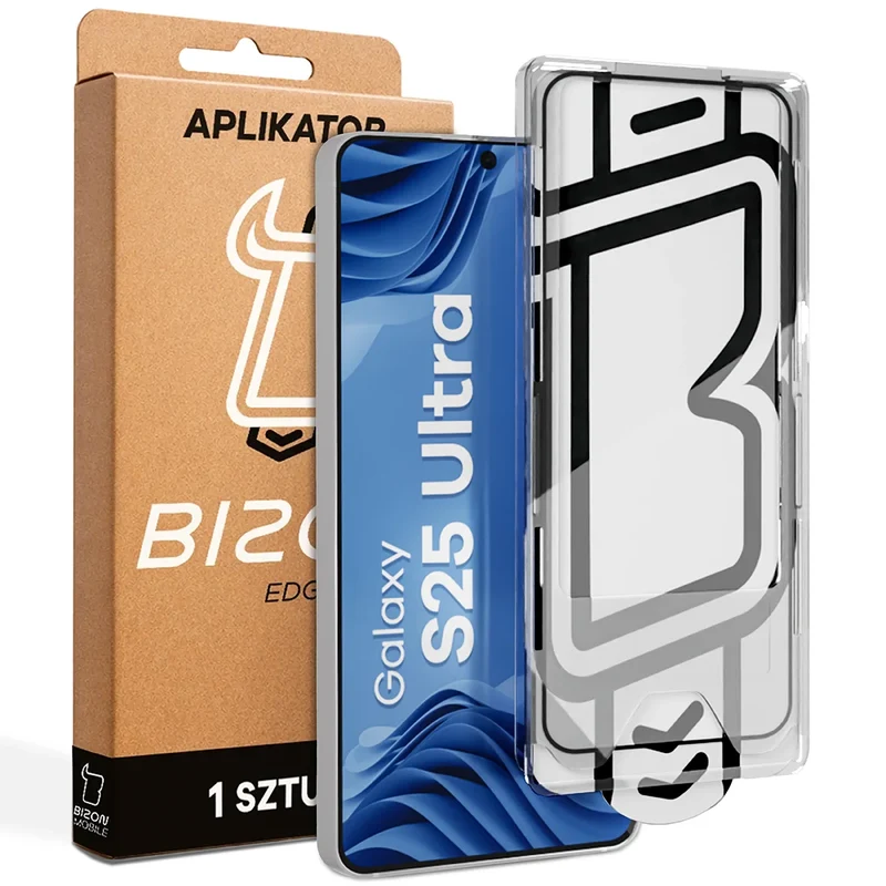 Gehärtetes Glas mit Applikationsrahme für Galaxy S25 Ultra, Bizon Glass Aplikator Edge, 1 Set