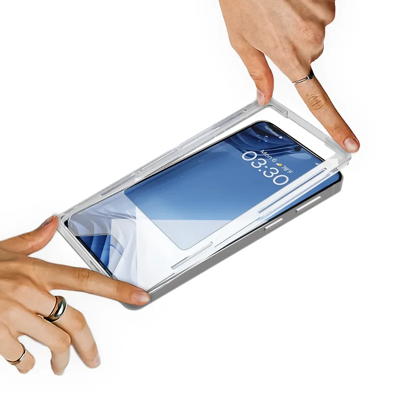 Gehärtetes Glas mit Applikationsrahme für Galaxy A56 5G / A37 5G, Bizon Glass Aplikator Edge, 1 Set