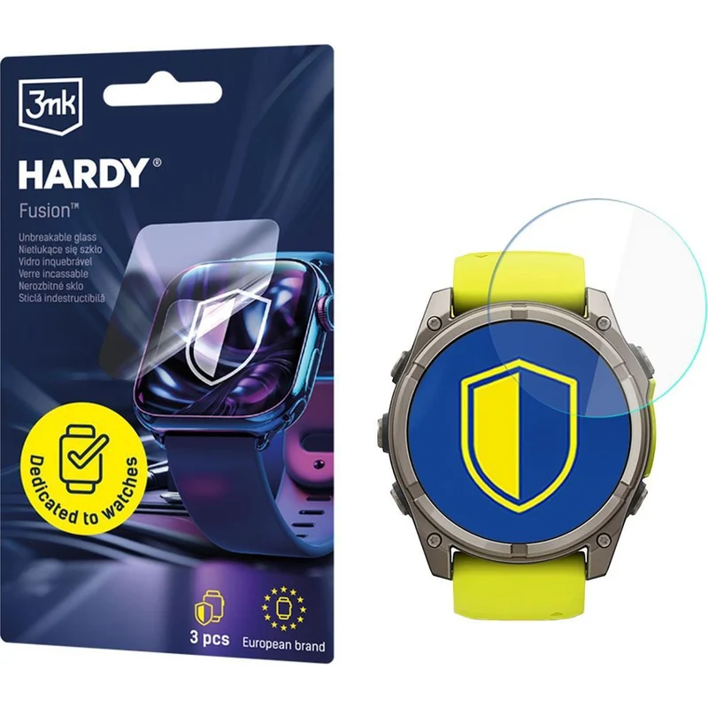 Hybridglas für Smartwatch Garmin Fenix 8 Solar 51 mm, 3mk Hardy Fusion, 3 Stück