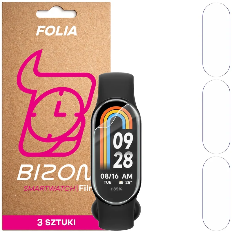 Schutzfolie für den Bildschirm für Xiaomi Smart Band 8, Bizon Watch HydroFlex, 3 Stück