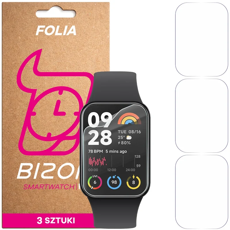 Schutzfolie für den Bildschirm für Xiaomi Mi Band 8 Pro, Bizon Watch HydroFlex, 3 Stück