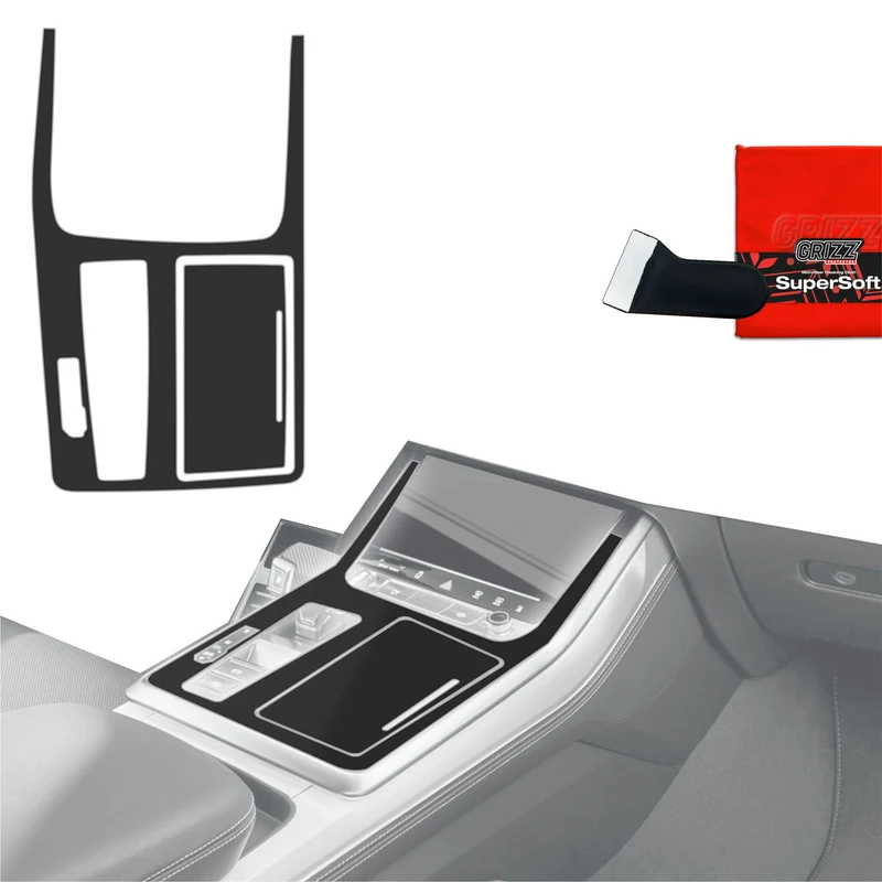 2in1 Schutzfolien Grizz Protector für Mittelkonsole - Audi Q8 (2019-2024) Schwarz Matt Antifingerprint