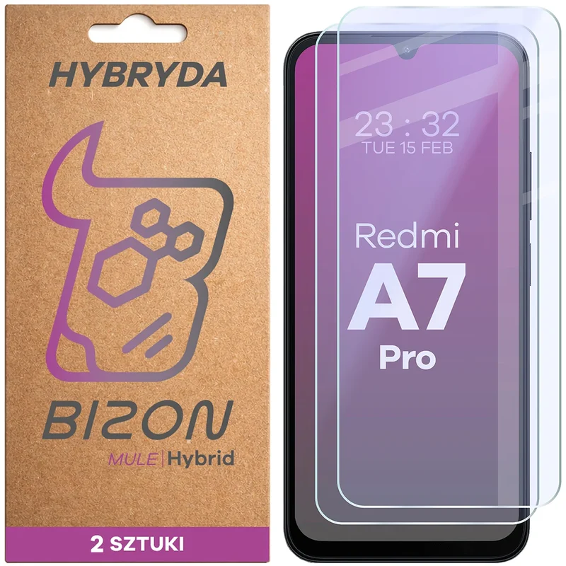 Flexibles Hybridglas für Xiaomi Redmi A7 Pro 4G, Bizon Hybrid Mule Duo, 2 Stück