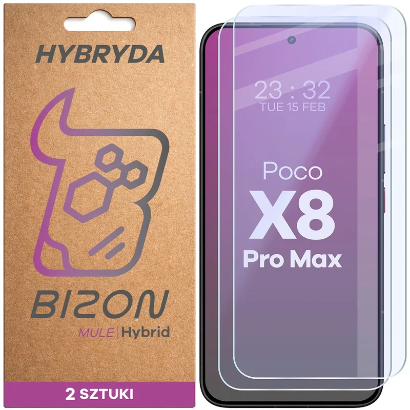 Flexibles Hybridglas für Xiaomi POCO X8 Pro Max, Bizon Hybrid Mule Duo, 2 Stück