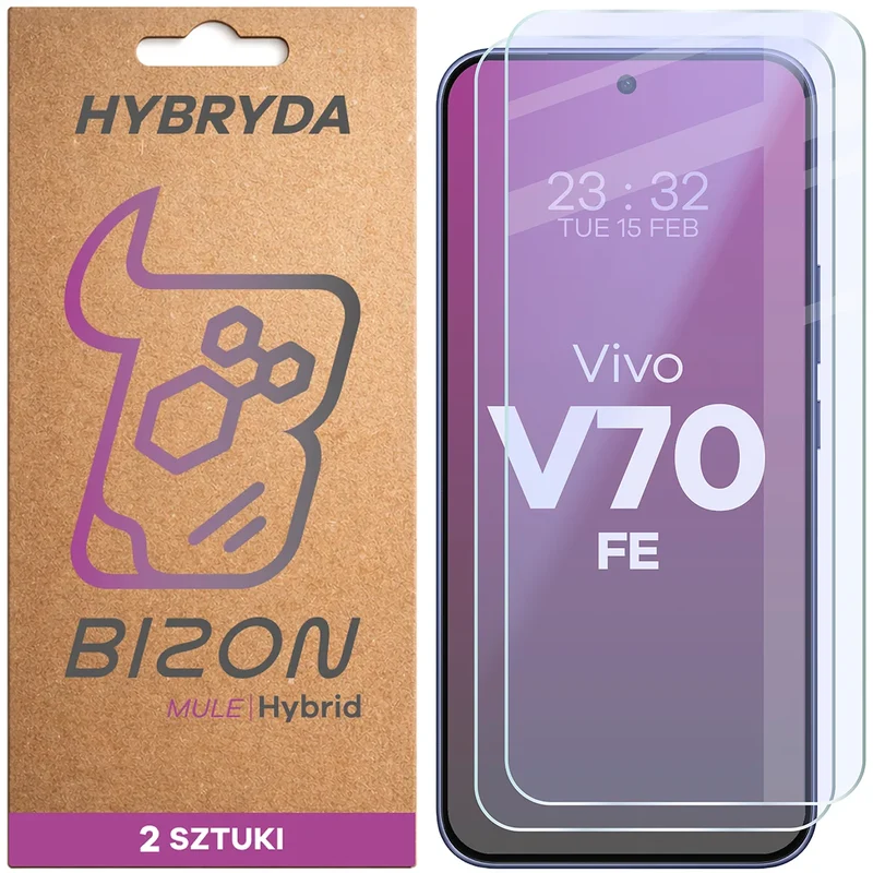 Flexibles Hybridglas für Vivo V70 FE 5G, Bizon Hybrid Mule Duo, 2 Stück