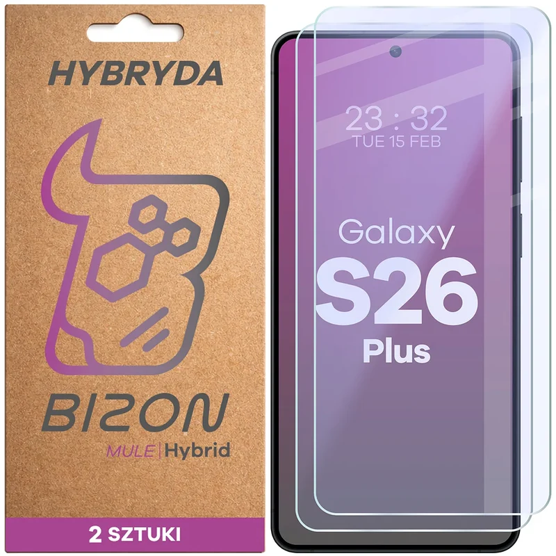 Flexibles Hybridglas für Galaxy S26 Plus, Bizon Hybrid Mule Duo, 2 Stück