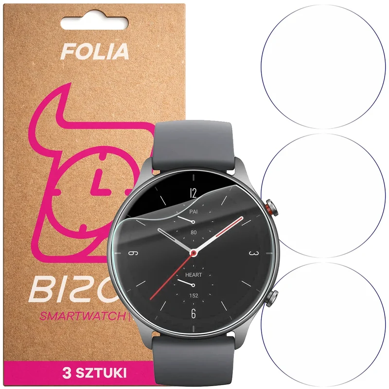 Schutzfolie für den Bildschirm für Amazfit GTR 2E, Bizon Watch HydroFlex, 3 Stück
