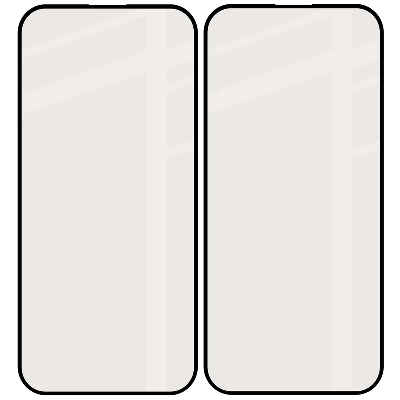 Mattes Hartglas für iPhone 15 / 16, Bizon Glass Matte Duo, Schwarzer Rahmen, 2 Stück